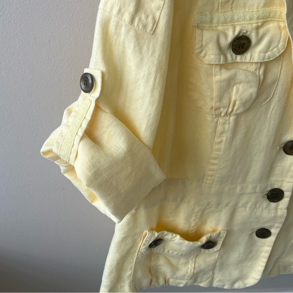 Chico's Yellow Safari/Utility Linen Blazer- Size 2 - Picture 4 of 6
